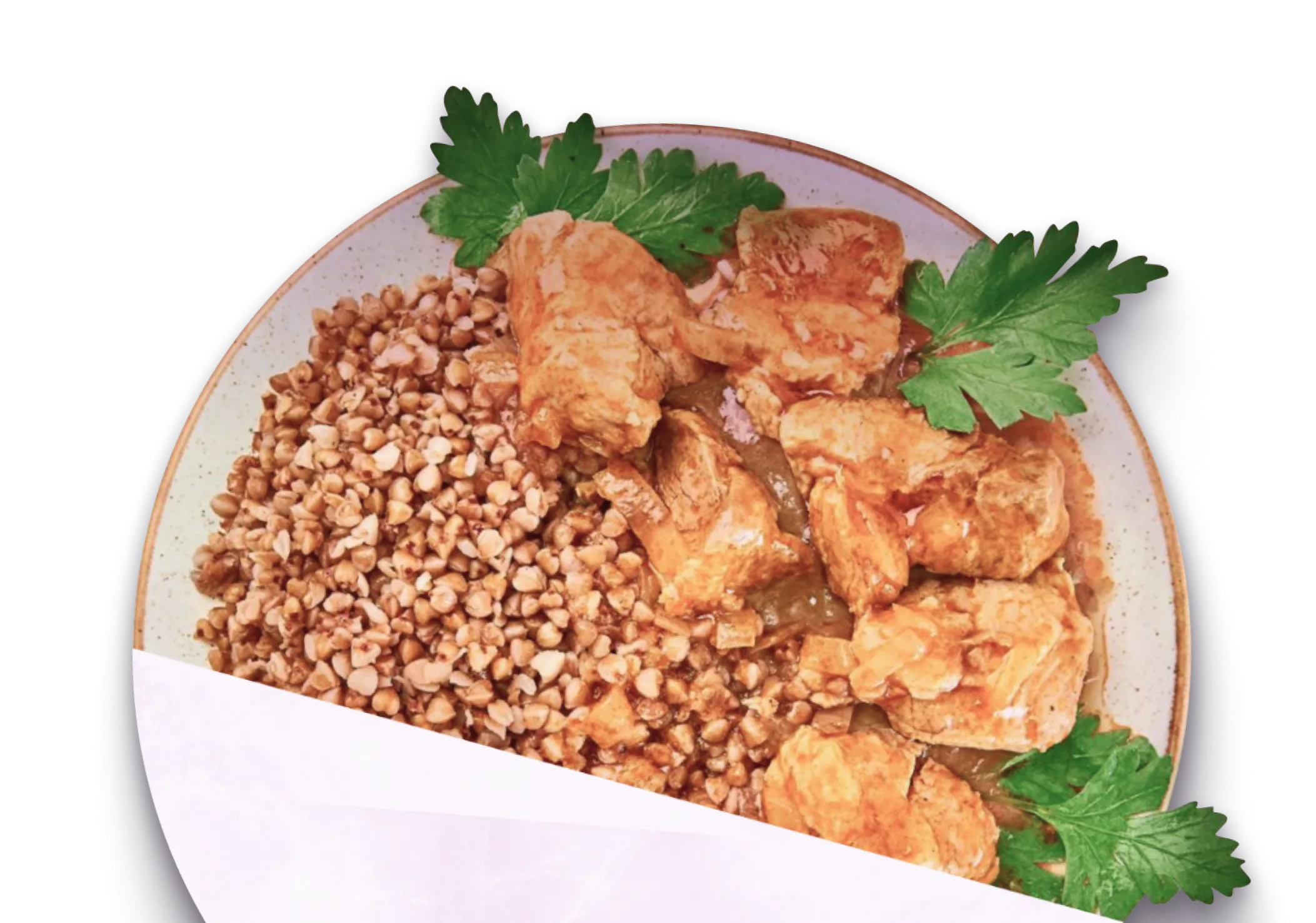 Курица в сливочном соусе c гречкой