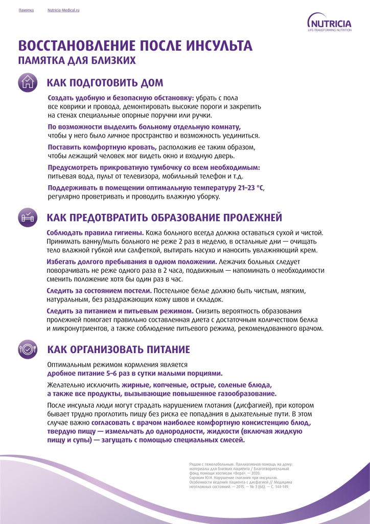 Памятка по восстановлению после инсульта, скачать